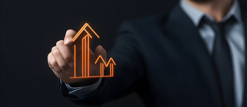 businessman drawing graph