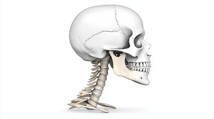 Human Skull and Cervical Spine 3D Rendering