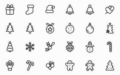 Obraz premium Collection of hand drawn christmas icons and symbols on white background