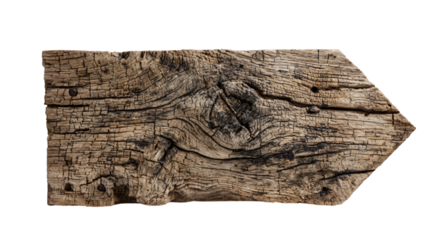 weathered wooden arrow sign, rustic wooden direction arrow, old wood directional sign - Powered by Adobe
