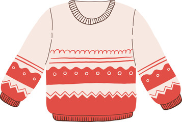 Christmas ugly sweater vector illustration. Cartoon winter cloth on white background.