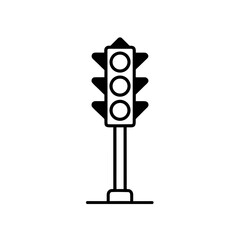 Illustration of a black traffic light icon on transparent background silhouette