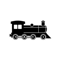 Silhouette of a classic steam locomotive on transparent background