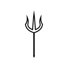Simple black trident isolated on white art on transparent background silhouette