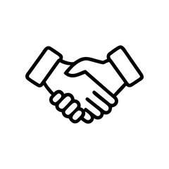 Obraz premium Illustration of a handshake between two people symbolizing agreement and partnership displayed in black outline on transparent background silhouette