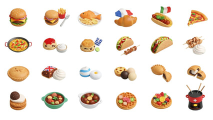 Fototapeta premium Cultural Diversity Food Icons Multicultural Culinary Symbols Inclusive Vector Set