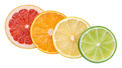 Vibrant Slices of Citrus Fruits in a Colorful Arrangement
