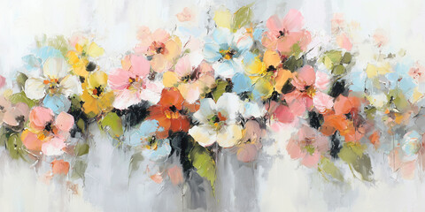 Vibrant Impressionist Floral Bouquet on Neutral Background