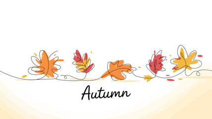 Hand drawn autumn leaves border with text