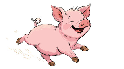 Charming Pink Piglet Cartoon Illustration for Children's Book Cover and Nursery Decor