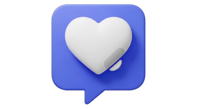 Isolated Message Balloon with White Heart in Blue Speech Bubble, Social Media Love Icon