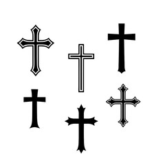 Set of Decorative Christian Crosses in Black and White Vector

 
