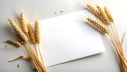 Wheat stalks and blank paper