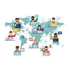 Global Virtual Team Vector – Online Business Collaboration Across Countries