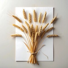 Wheat stalks arranged on white paper