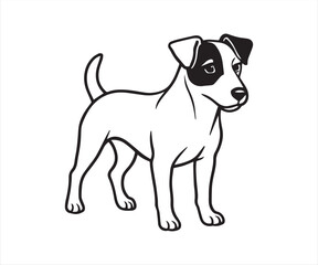 Fototapeta premium Jack Russell Terrier Outline – Cute Small Dog with Eye Patch Line Art