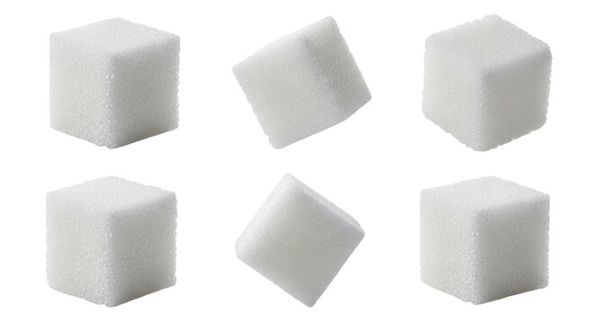 Isolated heap of sugar cubes for sweetening desserts and beverages with unhealthy sugar - Powered by Adobe