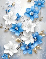 Whimsical floral art print