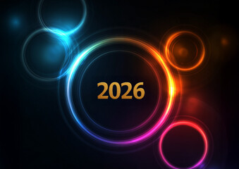 
Dark gradient background with glowing rings around "2026."