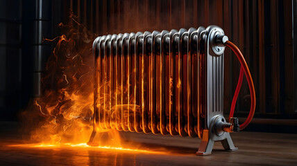 a radiator on fire
