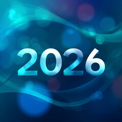 
Abstract blue gradient background with floating "2026."