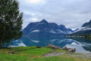  Landscape with mountains and water - Stryn, Norway