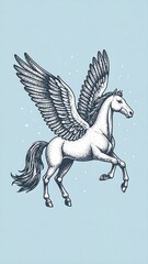 Whimsical pegasus illustration
