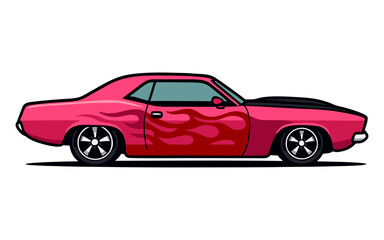 American muscle car vector art illustration design. Best for automotive related tshirt design, ready to use