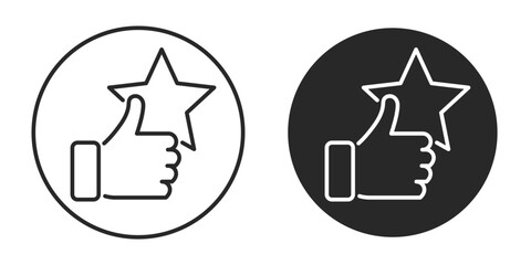thumb up with star line icon set