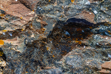 Rugged rock surface with lichen in natural outdoor setting
