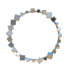 Obraz premium Silver round frame with silver box 3D render.