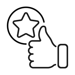 thumb up with star line icon