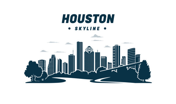 Houston city skyline vector art. 