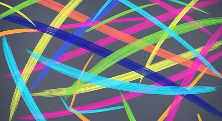 Abstract Colorful Brush Strokes on Dark Gray Background, Energetic and Dynamic Design