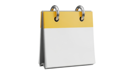 Isolated blank calendar with metal rings perfect for mockup or branding, front view