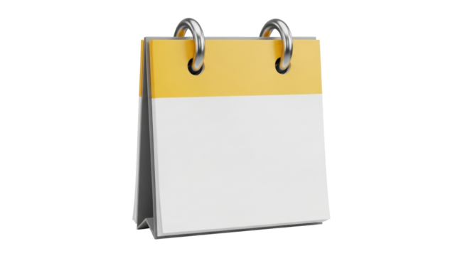 Isolated blank calendar with metal rings perfect for mockup or branding, front view