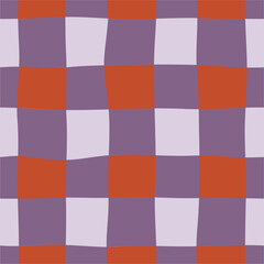 Seamless vector checkered pattern in purple and orange tones with a subtle retro vibe.