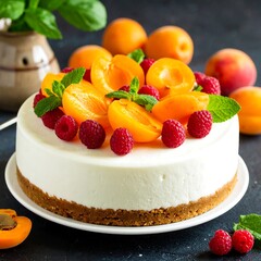 Fresh Apricot and Raspberry Cheesecake