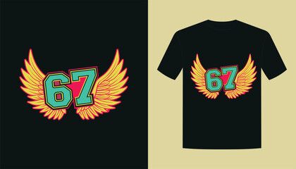 Sixty Seven-67 flying t EPS T shirt design