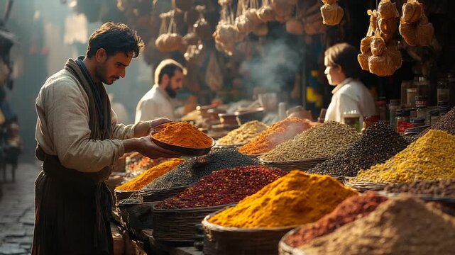 Aromatic Spices at a Vibrant Moroccan Market.