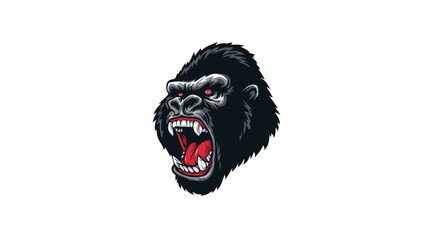 Fierce Wild Gorilla Head Face Design Illustration