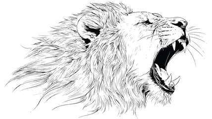 Majestic Lion Head Roaring Wild - Vector Illustration