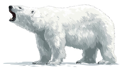 Wild Roaring Polar Bear Full Body Vector Illustration