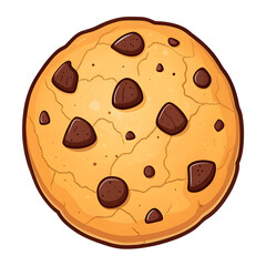 A cute emoji-style chocolate chip cookie illustration with visible chocolate chunks, round shape, isolated