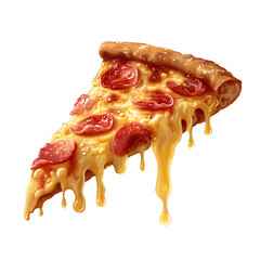 Gourmet Pizza Slice with Pepperoni and Melted Cheese, Italian Fast Food Theme, isolated on transparent background