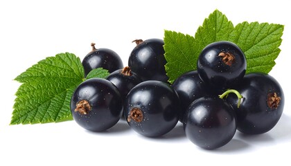 Fresh black currants with leaves