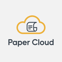 Creative cloud logo and paper symbol logo combination