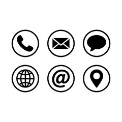 Contact icons including phone email message globe