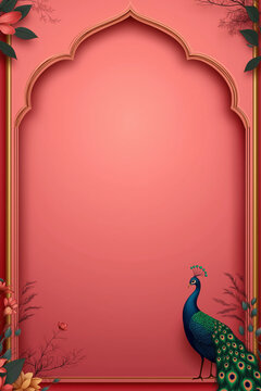 Invite template background with peacock and feathers