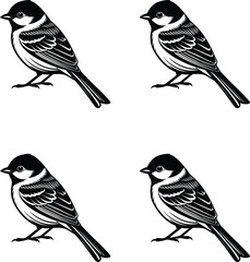 Premium vector illustration set of silhouette sparrow birds. 